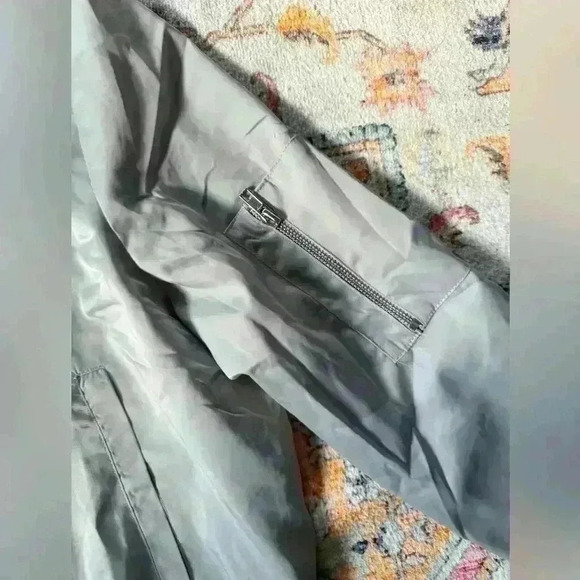 NWT Lunik Satin Silver embroidered Bomber Jacket Size large - Picture 4 of 7